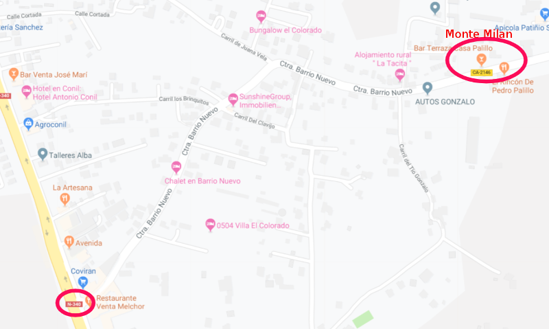 Mapa para llegar a Monte Milan desde la Venta Melchor Mapa para llegar a Monte Milan desde la Venta Melchor